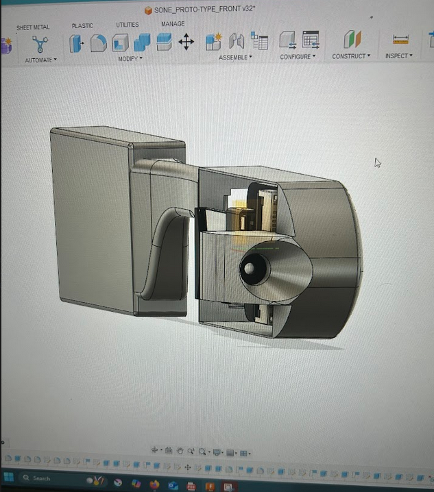 First CAD model of the wearable pen device